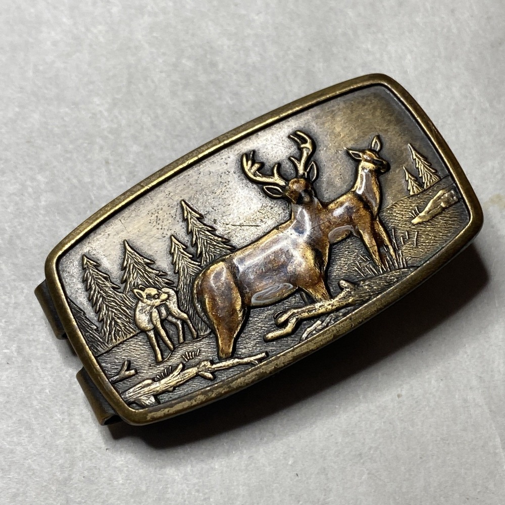 Vintage ANSON ENAMEL DEER MONEY CLIP WITH DOUBLE ACTION SPRING MADE IN THE USA - Picture 3 of 10